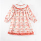 Coral And Pink Pumpkin and Turkey Smocked Dress