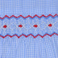 Finley Dress-Royal Blue w/ Red Smocked