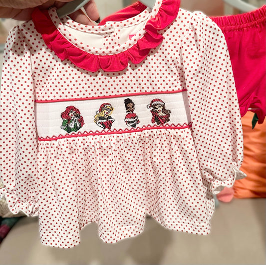 Smocked Christmas Princess Bloomer Set