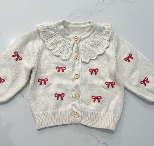Girls Embroidered Bow Sweater
