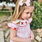 GIRLS SMOCKED DOG XOXO CHECK DRESS-Pink and Red