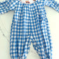 Girls Blue Gingham Firetruck Romper