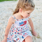 FLAG EMBROIDERY PRINT RUFFLE DRESS