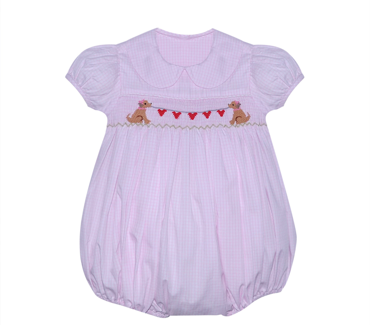 Girls Smocked Puppy Love Valentine Bubble