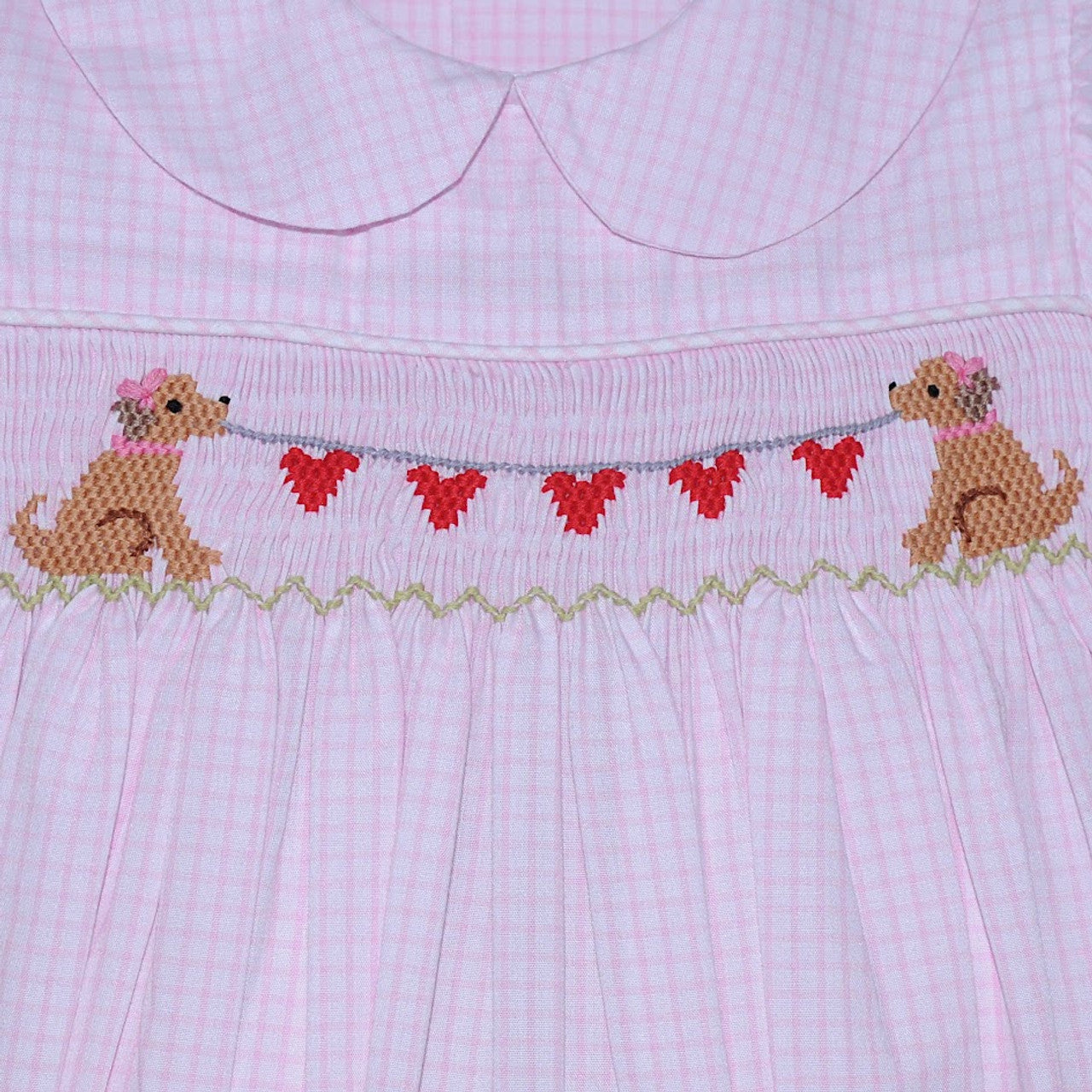 Girls Smocked Puppy Love Valentine Bubble