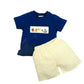 Lion  hand smocked boy short set
