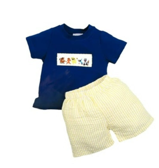 Lion King hand smocked boy short set