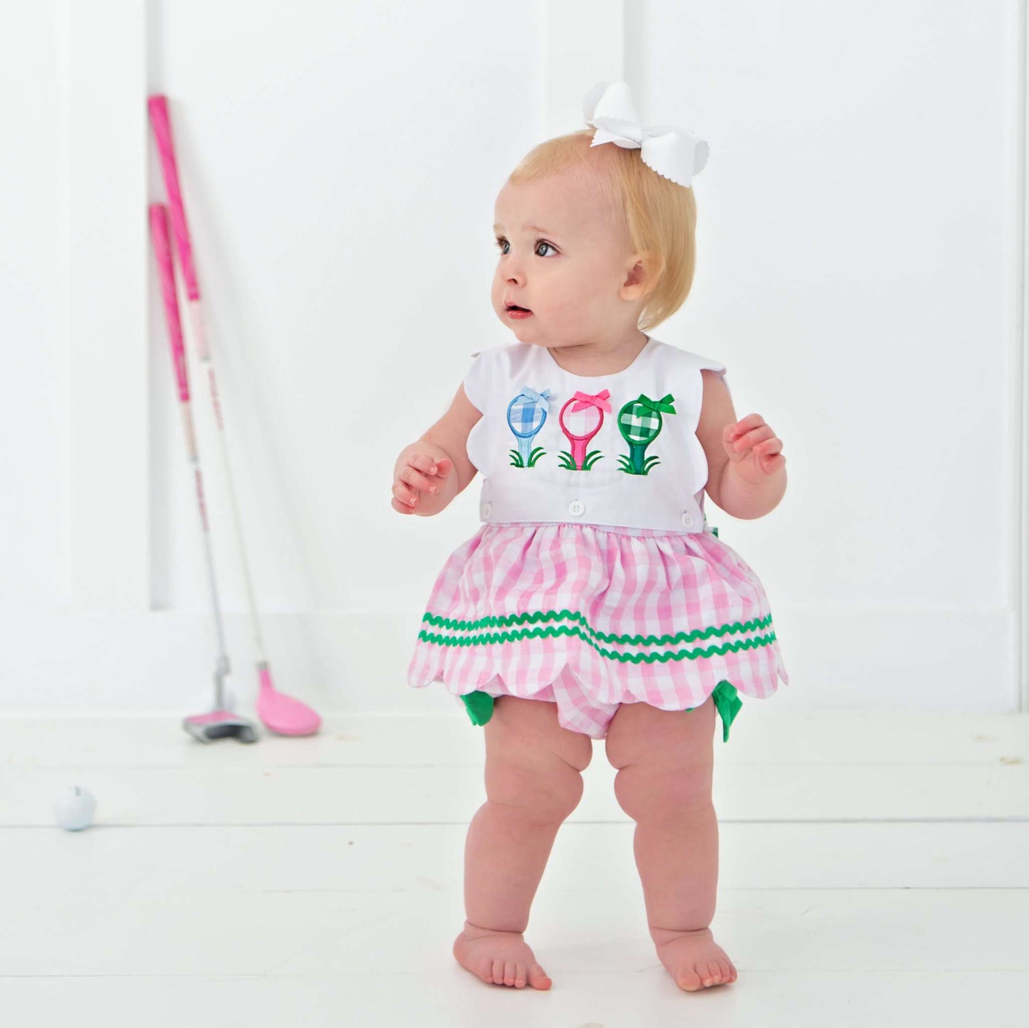 Hole-In-One First Birthday Girls Reversible Golf Bubble