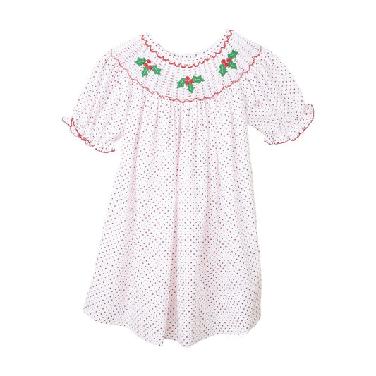 Christmas bishop hand smocked dot dress