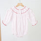 Red christmas bishop hand smocked dot bubble