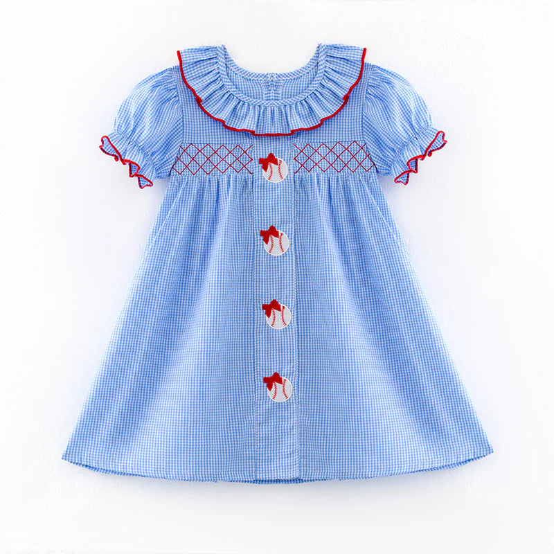 Gingham Embroidered Baseball Dress