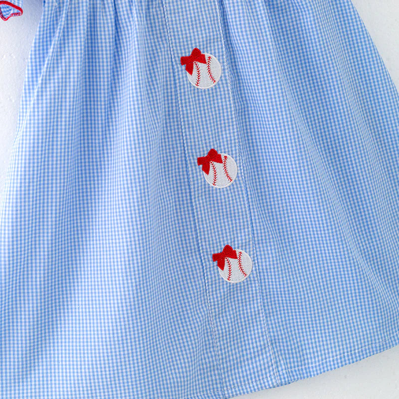 Gingham Embroidered Baseball Dress