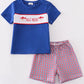 Red OLE MISS embroidery short set