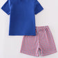 Red OLE MISS embroidery short set