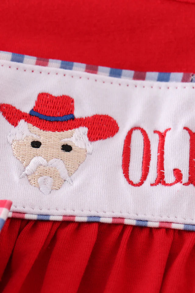 Red OLE MISS embroidery bloomer set with bows