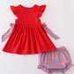 Red OLE MISS embroidery bloomer set with bows