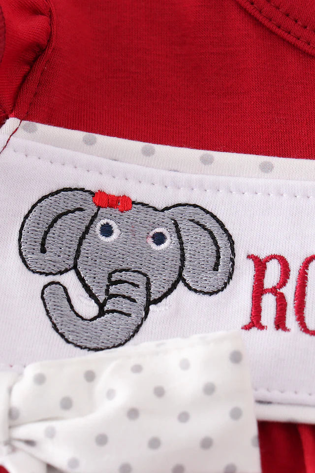 Maroon roll tide embroidery Alabama Game day print bloomer set