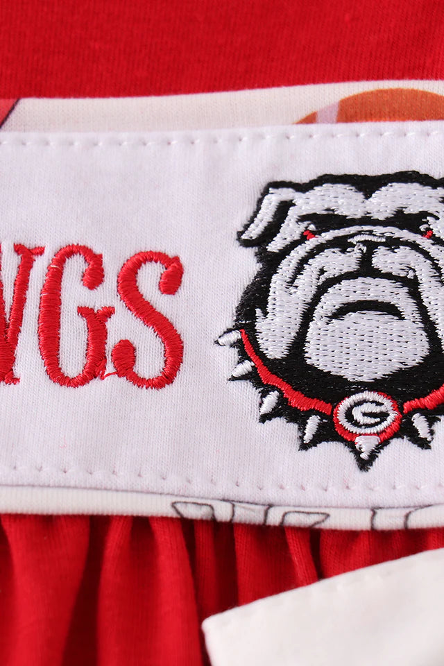 Red go dawgs embroidery bloomer game day print set