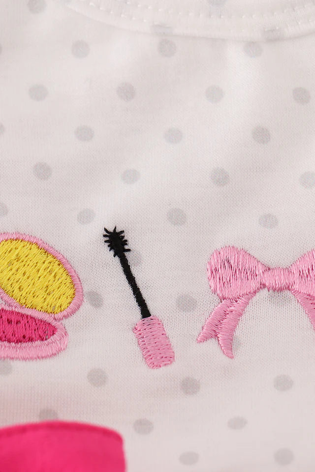 PINK MAKE UP EMBROIDERY GIRL BUBBLE