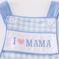 BLUE I LOVE MAMA EMBROIDERY GINGHAM BOY BUBBLE
