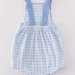 BLUE I LOVE MAMA EMBROIDERY GINGHAM BOY BUBBLE