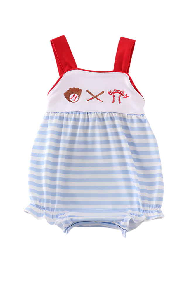 BLUE BASEBALL EMBROIDERY GIRL BUBBLE