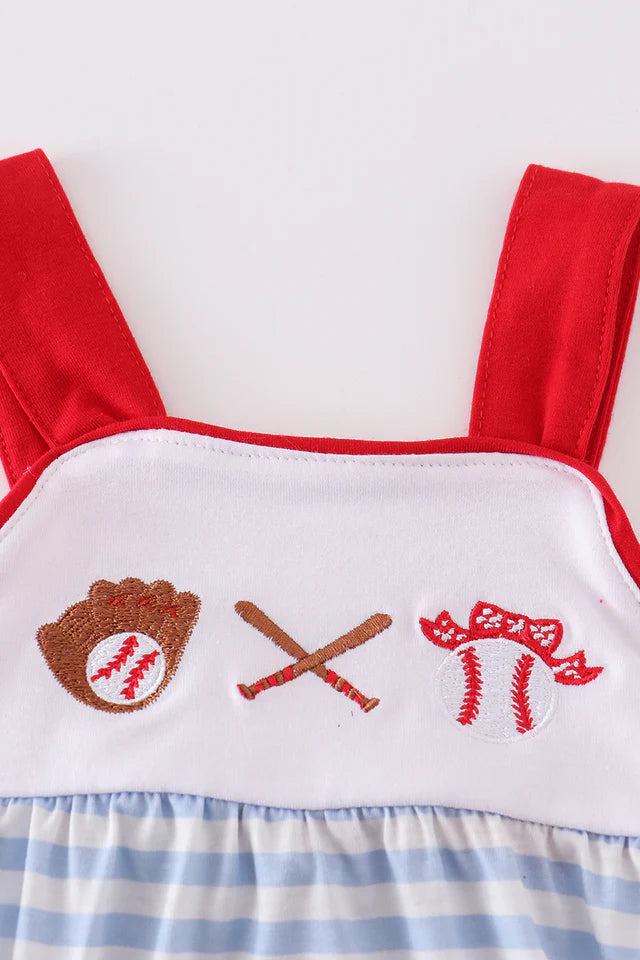 BLUE BASEBALL EMBROIDERY GIRL BUBBLE