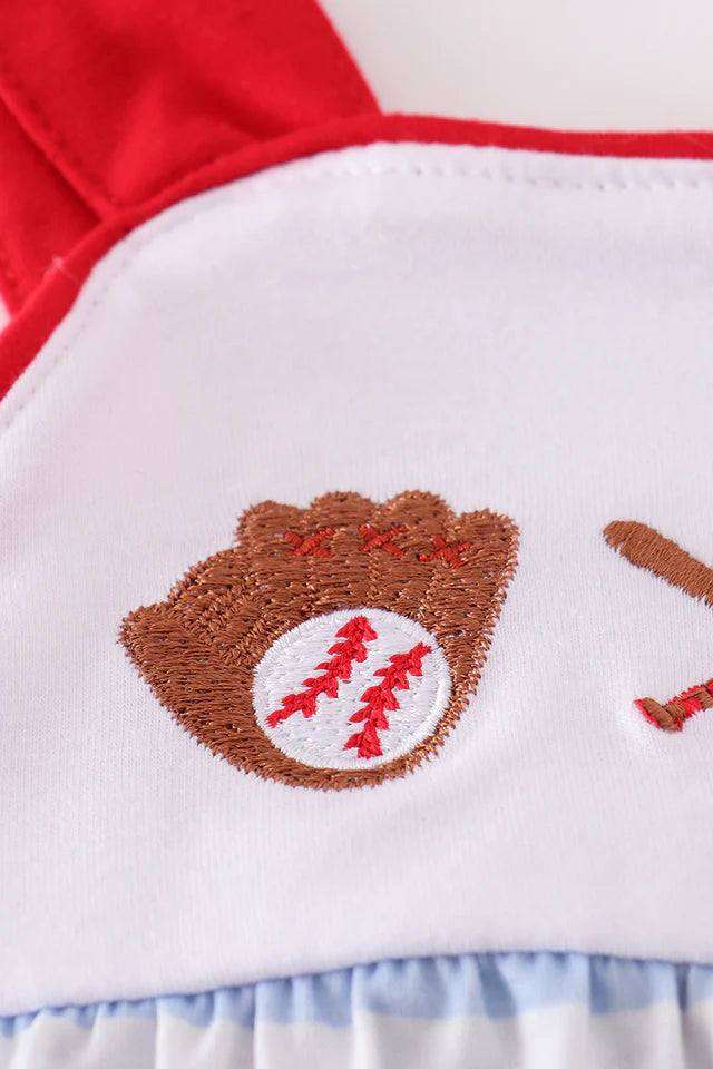 BLUE BASEBALL EMBROIDERY GIRL BUBBLE