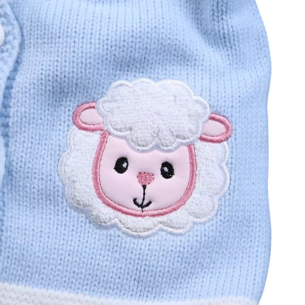 Girl cardigan with appliqued sheep pattern