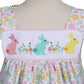 Hand Smocked Easter pattern printed girl ruffle bubble