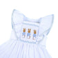 White Handscmocked Ruffle Bunny Dress