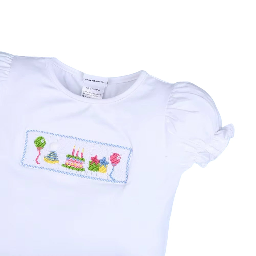 Hand smocked birthday girl short set
