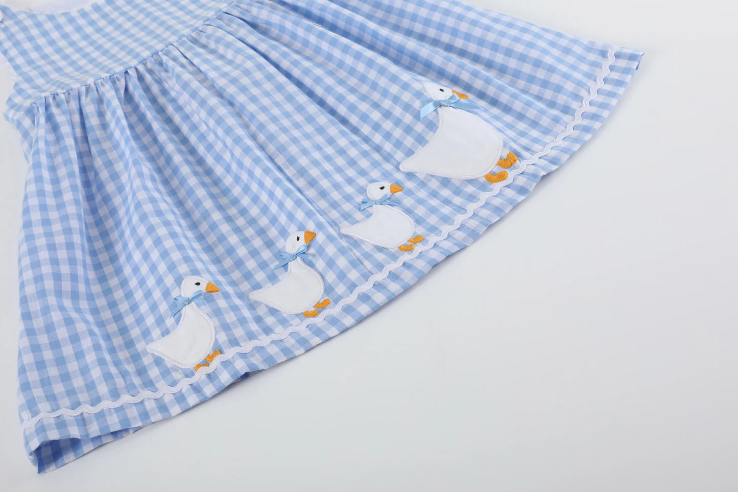 Blue Gingham Goose A Line Dress POPPIBLUE Blue Gingham Goose A Line Dress POPPIBLUE