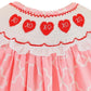Pink and  red heart hand smocked Heart Dress