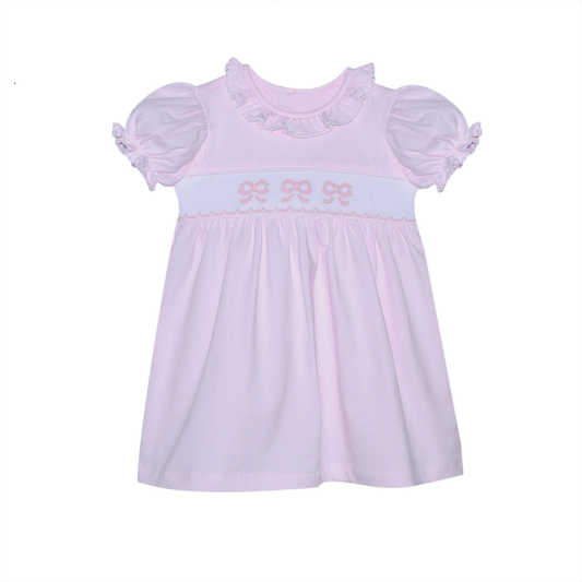 Bryn Dress-Pink Bows Smocked