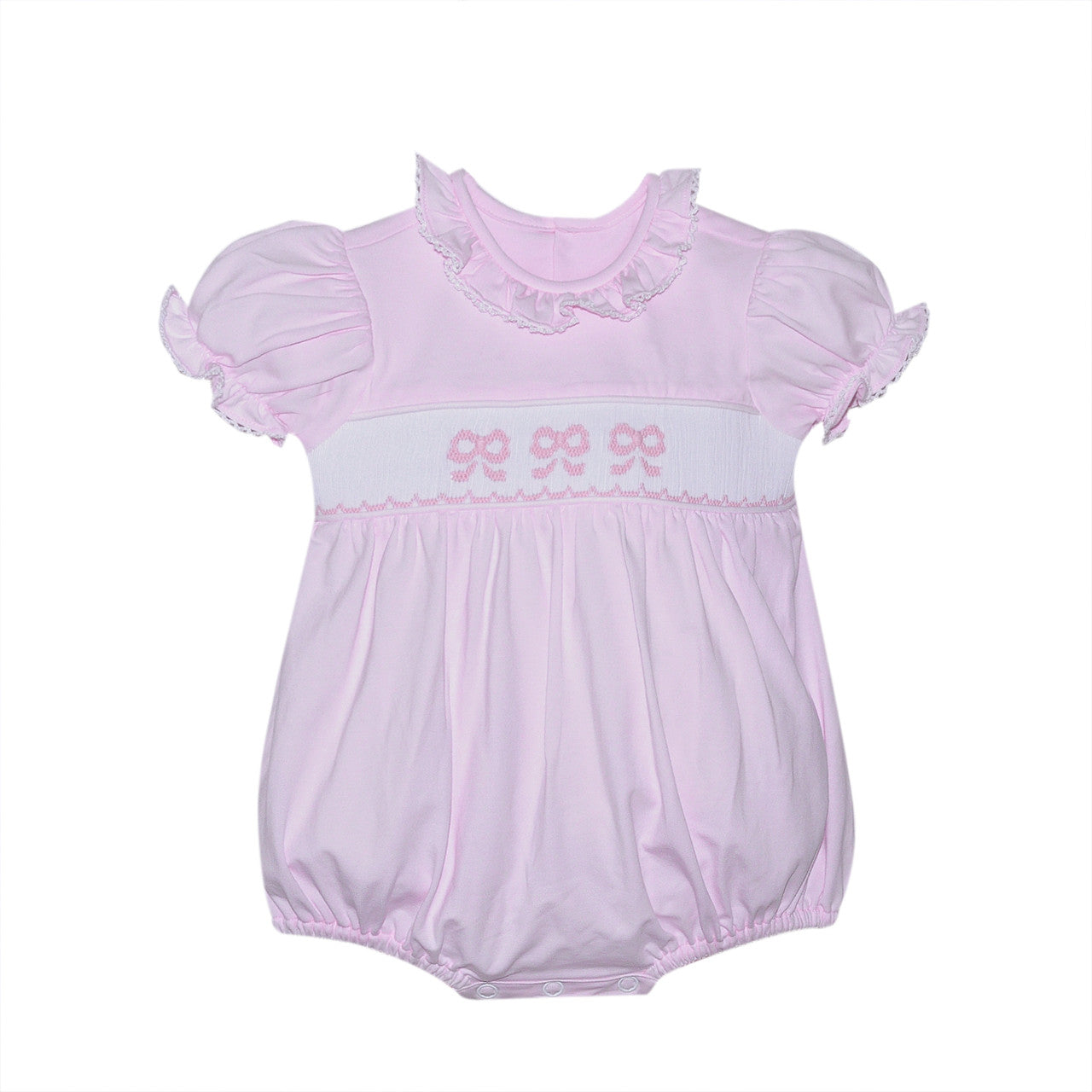 Pink smocked bow bubble