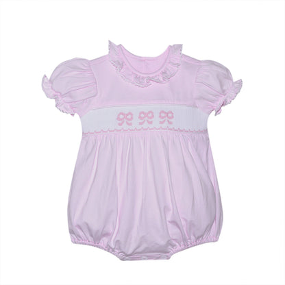 Pink smocked bow bubble