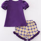 Purple gold LSU applique short set