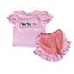 Hand Smocked Valentine Girl Puppy Ruffle Short Set