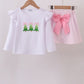 PINK CHRISTMAS TREE EMBROIDERY SKORTS SET