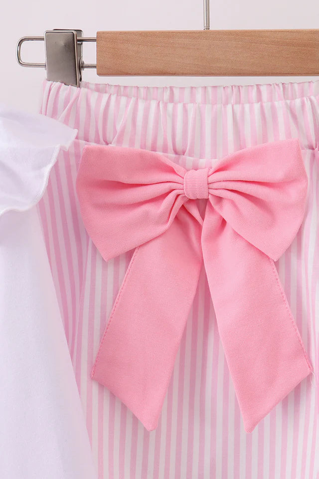 PINK CHRISTMAS TREE EMBROIDERY SKORTS SET