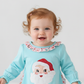 BLUE CHRISTMAS SANTA CLAUS APPLIQUE RUFFLE BUBBLE