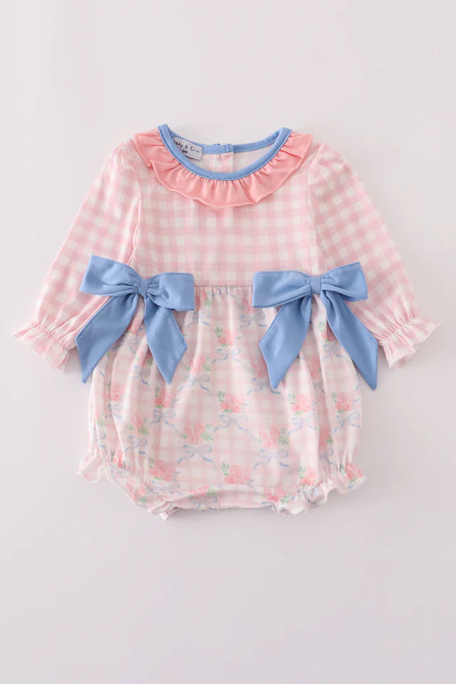 PINK FLORAL PRINT RUFFLE BOW BUBBLE