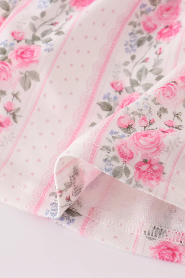 PINK FLORAL PRINT RUFFLE BLOOMER SET