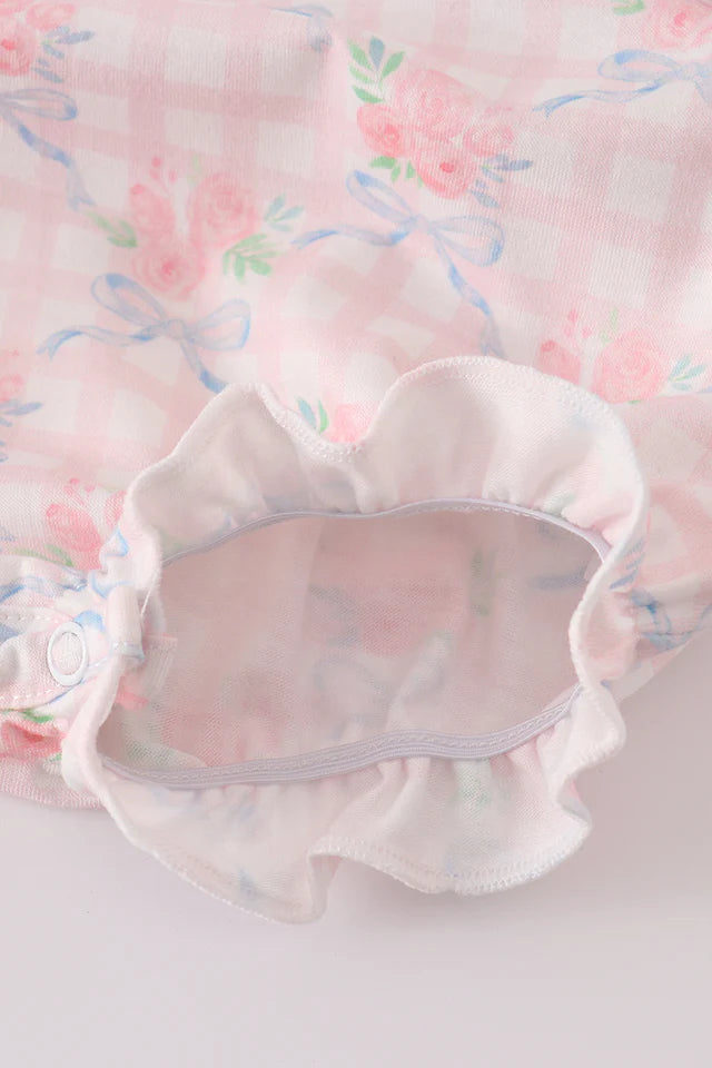 PINK FLORAL PRINT RUFFLE BOW BUBBLE
