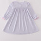 PURPLE PUPPY FRENCH KNOT STRIPE DRESS
