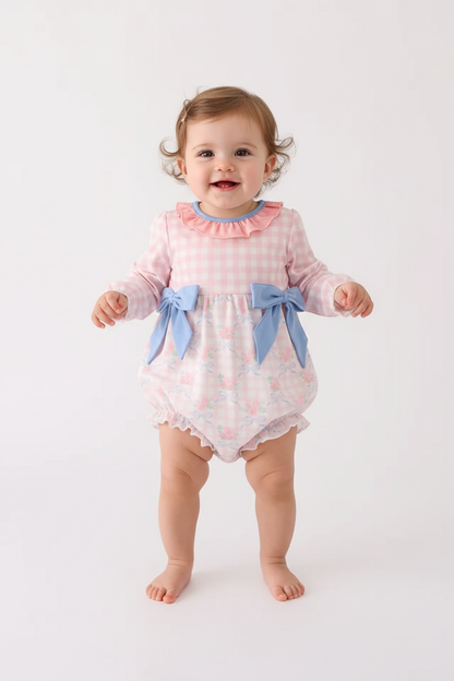 PINK FLORAL PRINT RUFFLE BOW BUBBLE