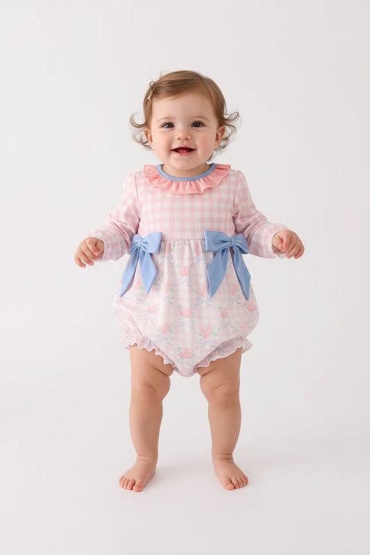 PINK FLORAL PRINT RUFFLE BOW BUBBLE