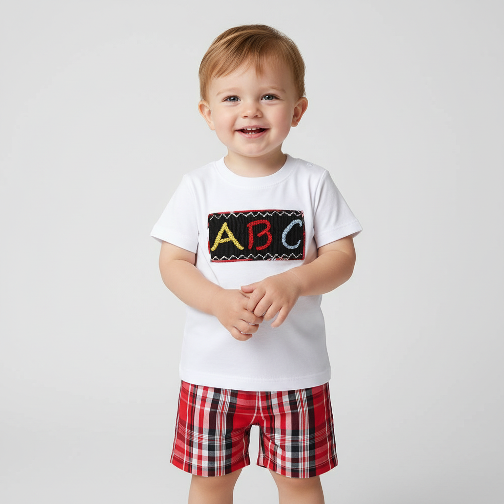 Handsmocked ABC Short Set