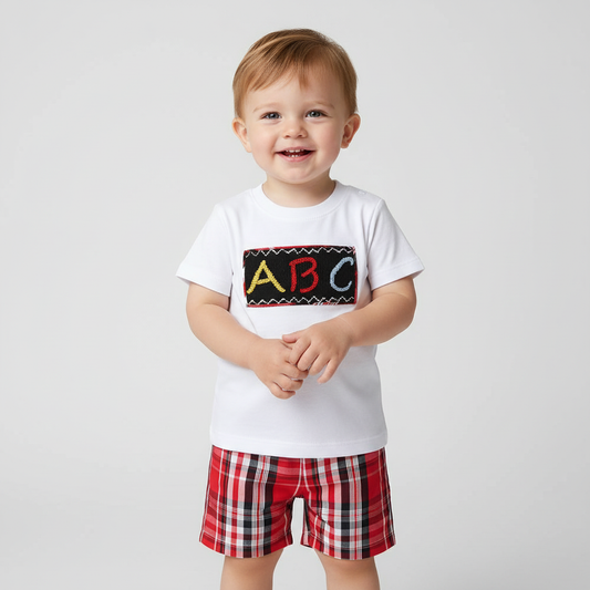 Handsmocked ABC Short Set